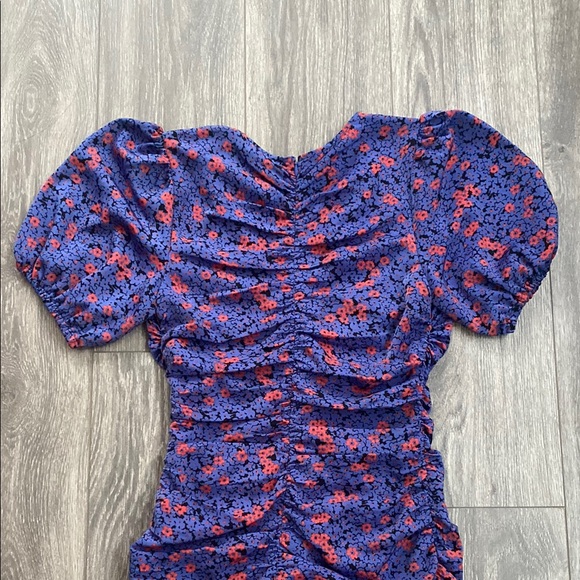 Rails - Puff Short Sleeve Ruched Mini Dress in Scarlette Bloom - Size S - Picture 8 of 11